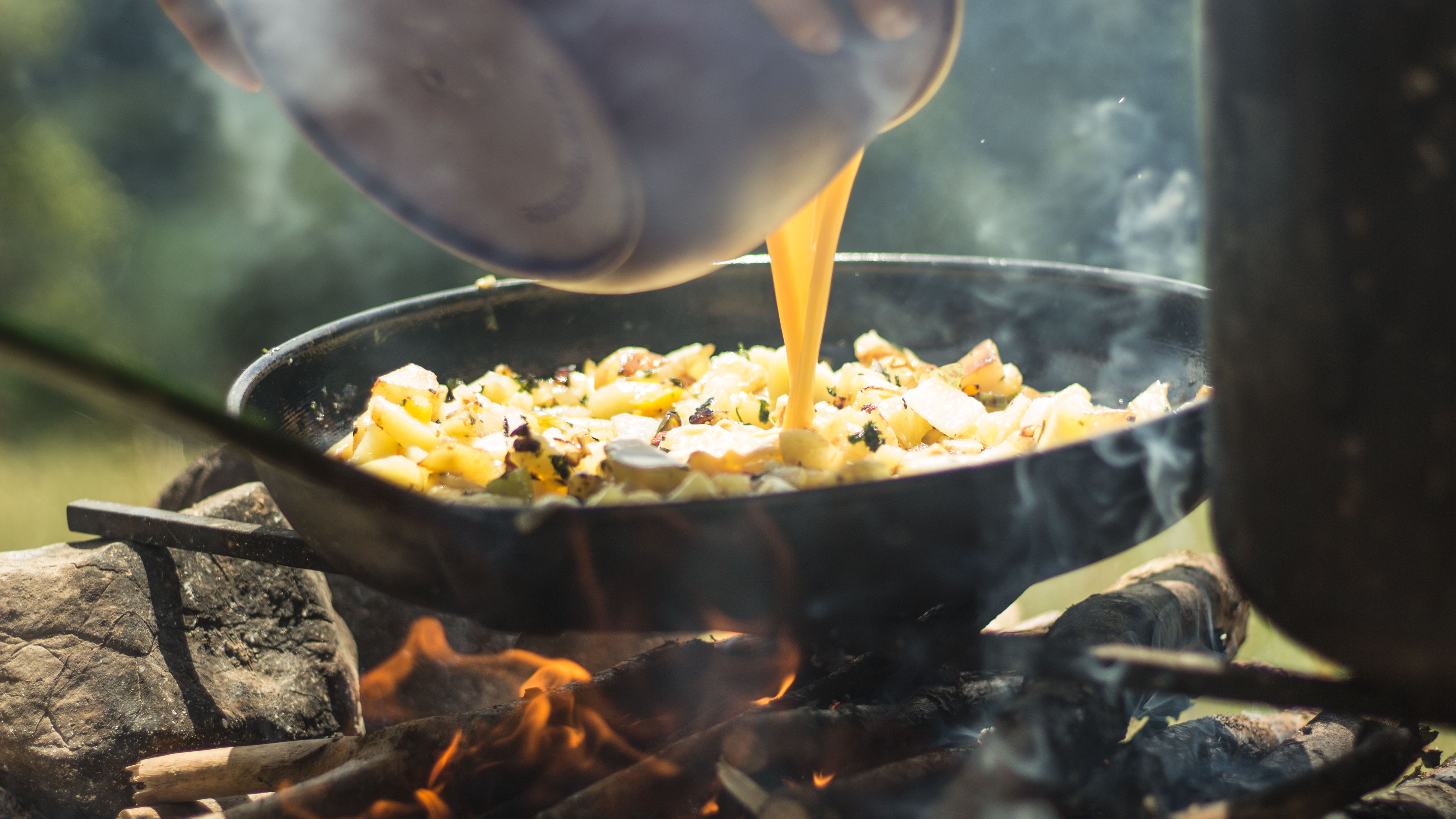 Omelette lardons-chèvre