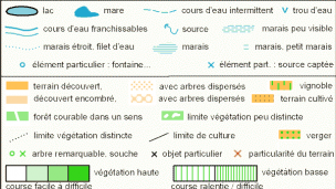 Légende des cartes des courses d'orientation
